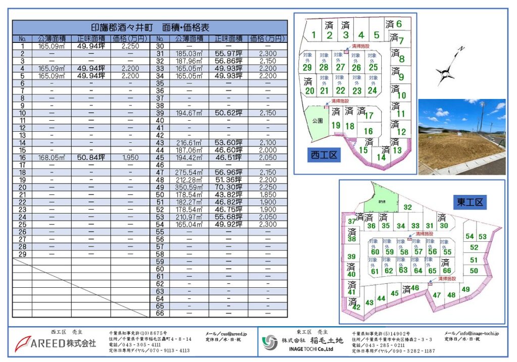 NEW 酒々井町上岩橋・全66区画・宅地分譲中